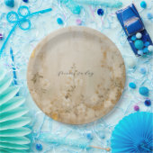 Romantische Crème Wit Goud Bloemen Bruiloft Papieren Bordje (Feest)