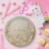 Romantische Crème Wit Goud Bloemen Bruiloft Papieren Bordje (Feest)