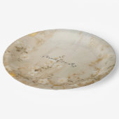 Romantische Crème Wit Goud Bloemen Bruiloft Papieren Bordje (Gekanteld)