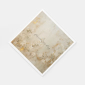 Romantische Crème Wit Goud Bloemen Bruiloft Servet (Hoek)