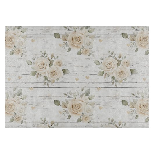 Romantische Crème Witte Bloemen Boho Bruiloft  Snijplank (Voorkant)