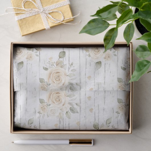 Romantische Crème Witte Bloemen Boho Vrijgezellenf Tissuepapier (Geschenk)