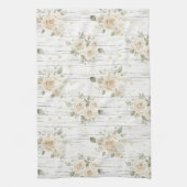 Romantische Crème Witte Bloemige Boho Bruidsfeest Theedoek (Verticaal)