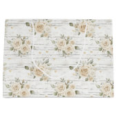 Romantische Crème Witte Bloemige Boho Bruiloft Fee Groot Cadeauzakje (Voorkant)