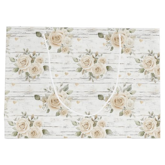 Romantische Crème Witte Bloemige Boho Bruiloft Fee Groot Cadeauzakje (Achterkant)