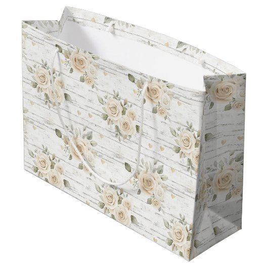 Romantische Crème Witte Bloemige Boho Bruiloft Fee Groot Cadeauzakje (Achterkant Gekanteld)