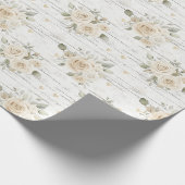 Romantische Crème Witte Bloemige Boho Bruiloftssho Cadeaupapier (Hoek)