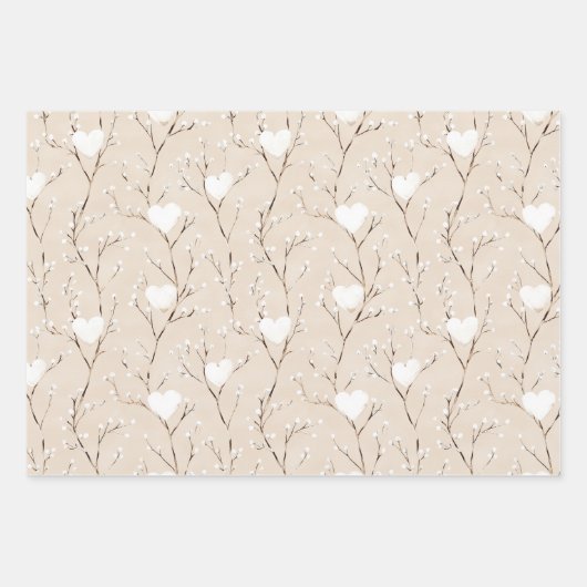 Romantische Crème Witte Bloemige Boho Bruiloftssho Inpakpapier Vel (Voorkant 3)