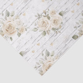 Romantische Crème Witte Bloemrijke Boho Bruiloft B Tissuepapier (Detail)