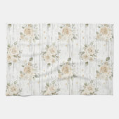 Romantische Crème Witte Bloemrijke Boho Bruiloftsd Theedoek (Horizontaal)