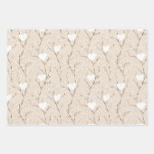 Romantische Crème Witte Bloemrijke Boho Bruiloftss Inpakpapier Vel (Voorkant 3)