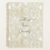 Romantische Crème Witte Harten Vlinders Planner (Voorkant)