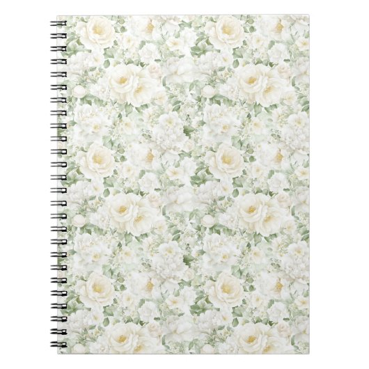 Romantische Crème Witte Rozen Bloemig Notitieboek (Voorkant)