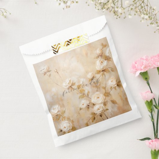 Romantische Crème Witte Rozen Bruiloft Bedankzakje (Gezegeld)