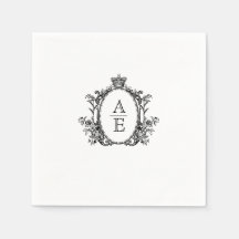 Romantische Crest Monogram Zwart-wit bruiloft