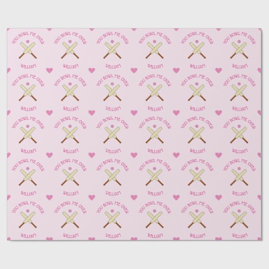 Romantische cricket aangepaste tekstroze cadeaupapier (Vlak)