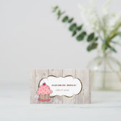 Romantische Cupcake Bakkerij, Hout Textuur Visitekaartje (Staand voorkant)
