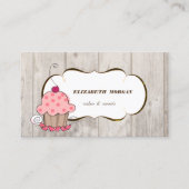 Romantische Cupcake Bakkerij, Hout Textuur Visitekaartje (Voorkant)