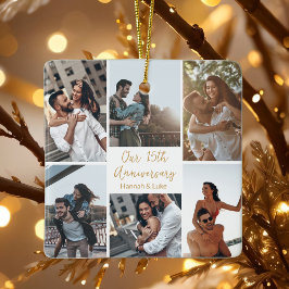 Romantische Custom Photo Collage Jubileum Gift Keramisch Ornament