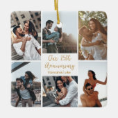 Romantische Custom Photo Collage Jubileum Gift Keramisch Ornament (Voorkant)