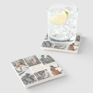 Romantische Custom Photo Collage Jubileum Gift Stenen Onderzetter