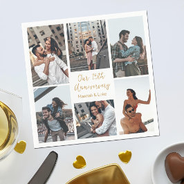 Romantische Custom Photo Collage Jubileum Party Servet