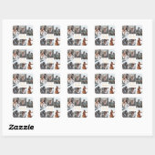 Romantische Custom Photo Collage Jubileum Party Vierkante Sticker (Vel)