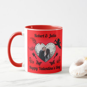 Romantische Cute Rode Hart Cupido Foto Valentijnsd Mok