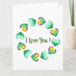 Romantische Cute Watercolor Groen Valentijnsdag    Kaart