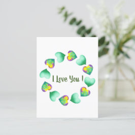 Romantische Cute Watercolor Groene Valentijnsdag   Briefkaart