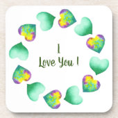 Romantische Cute Waterverf Groen Valentijnsdag  Bier Onderzetter (Voorkant)