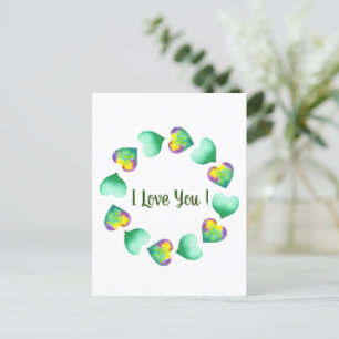 Romantische Cute Waterverf Groen Valentijnsdag   Briefkaart
