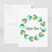 Romantische Cute Waterverf Groen Valentijnsdag   Briefkaart (Voorkant / Achterkant)