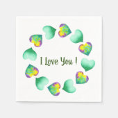 Romantische Cute Waterverf Groen Valentijnsdag    Servet (Voorkant)