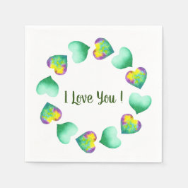 Romantische Cute Waterverf Groen Valentijnsdag    Servet