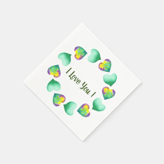 Romantische Cute Waterverf Groen Valentijnsdag    Servet (Hoek)