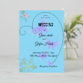 Romantische cyaankleur met hartvormige rand folie uitnodiging (Staand Voorkant)