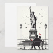 Romantische dag in New York: Liefde in vrijheid Feestdagenkaart (Voorkant / Achterkant)