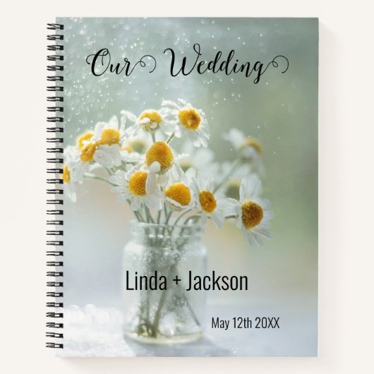Romantische Daisies Bokeh Bruiloft Planning Notitieboek (Voorkant)