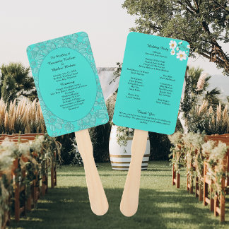 Romantische Daisies Floral Turquoise bruiloft prog Handwaaier