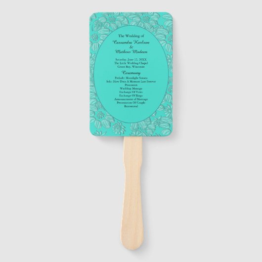 Romantische Daisies Floral Turquoise bruiloft prog Handwaaier (Voorkant)