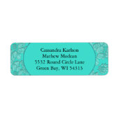 Romantische Daisies Floral Turquoise Retouradres Etiket (Voorkant)