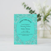 Romantische Daisies Floral Turquoise Save the Date Briefkaart (Staand voorkant)