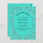 Romantische Daisies Floral Turquoise Save the Date Briefkaart (Voorkant / Achterkant)