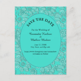 Romantische Daisies Floral Turquoise Save the Date Briefkaart