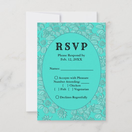 Romantische Daisies Turquoise Bruiloft RSVP Menu K (Voorkant)
