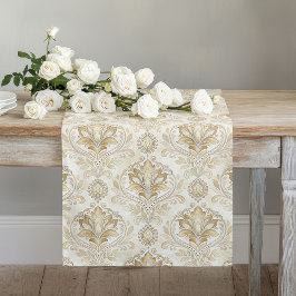 Romantische Damask Table Runner Waterverf Ivory Hu Lange Tafelloper