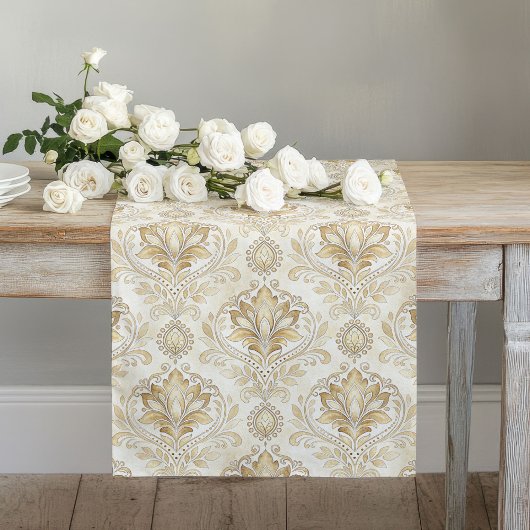 Romantische Damask Table Runner Waterverf Ivory Hu Lange Tafelloper