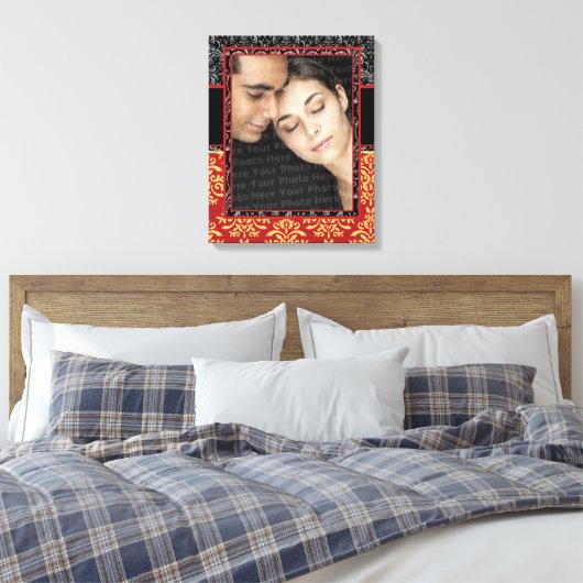 Romantische Damast voor Bruiloft Portret Ultra-Ele Canvas Afdruk (Insitu (Slaapkamer))