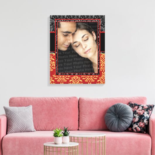 Romantische Damast voor Bruiloft Portret Ultra-Ele Canvas Afdruk (Insitu (Woonkamer))